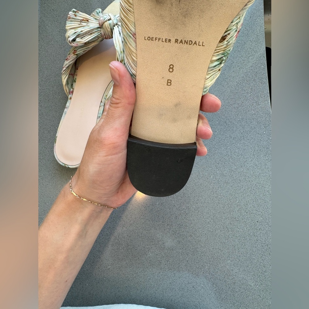 Anthropologie x Loeffler Randall Daphne Pleated Bow Slide Sandals Sz 8